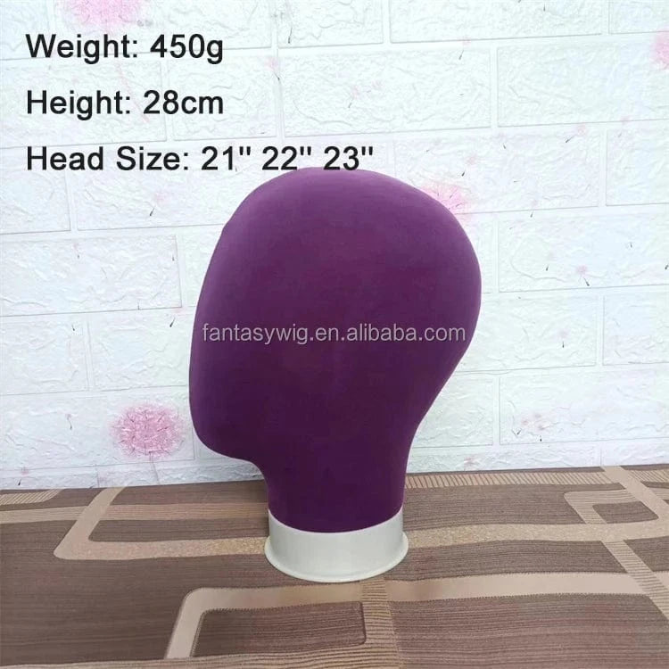 Purple In Stock Wholesale 21" 22" 23" Custom Color Female Male Velvet 3d Mannequin Head for Wig Display