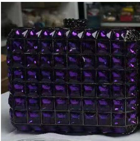 Purple Luxury Women Plaid Green Crystal Clutch Bags MINI Minaudiere Rhinestone Purses Wedding Evening Bag Party Diamond Dinner Handbags