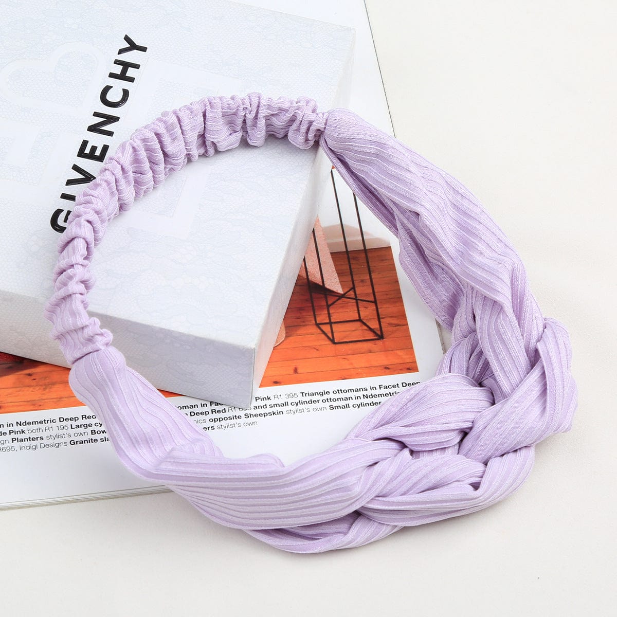 Purple Summer Fashion Solid Color Face Wash Headband Women Hair Ornament Cross Fried Dough Twists Elastic Fitness Headband for Women