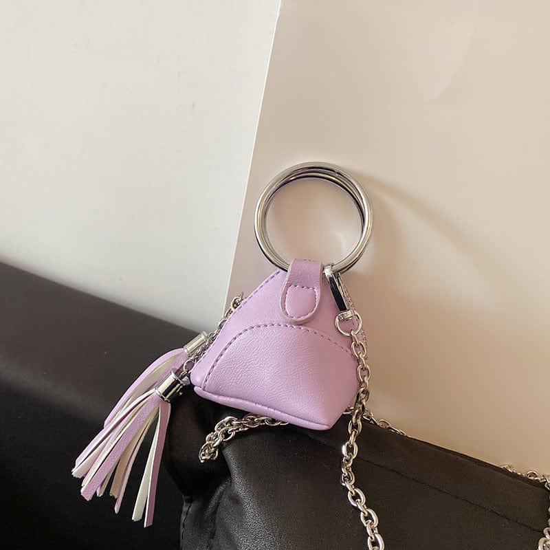 Purple Wholesale fashion girls small tassel coin purses ladies shoulder luxury sling women's mini bags