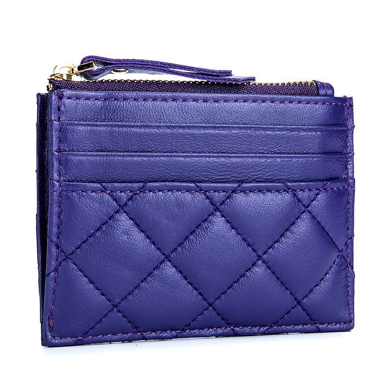 Purple Wholesale Leather Soft Slim Atm ID Card Business Card Holder Case Leather Card Holder