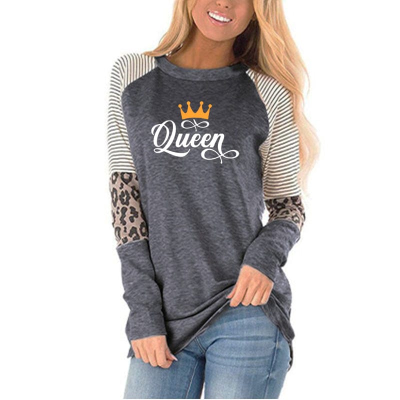 Queen new women tshirtcotton aesthetic long sleeve harajuku custom logo oversize tee girl top printed shirts