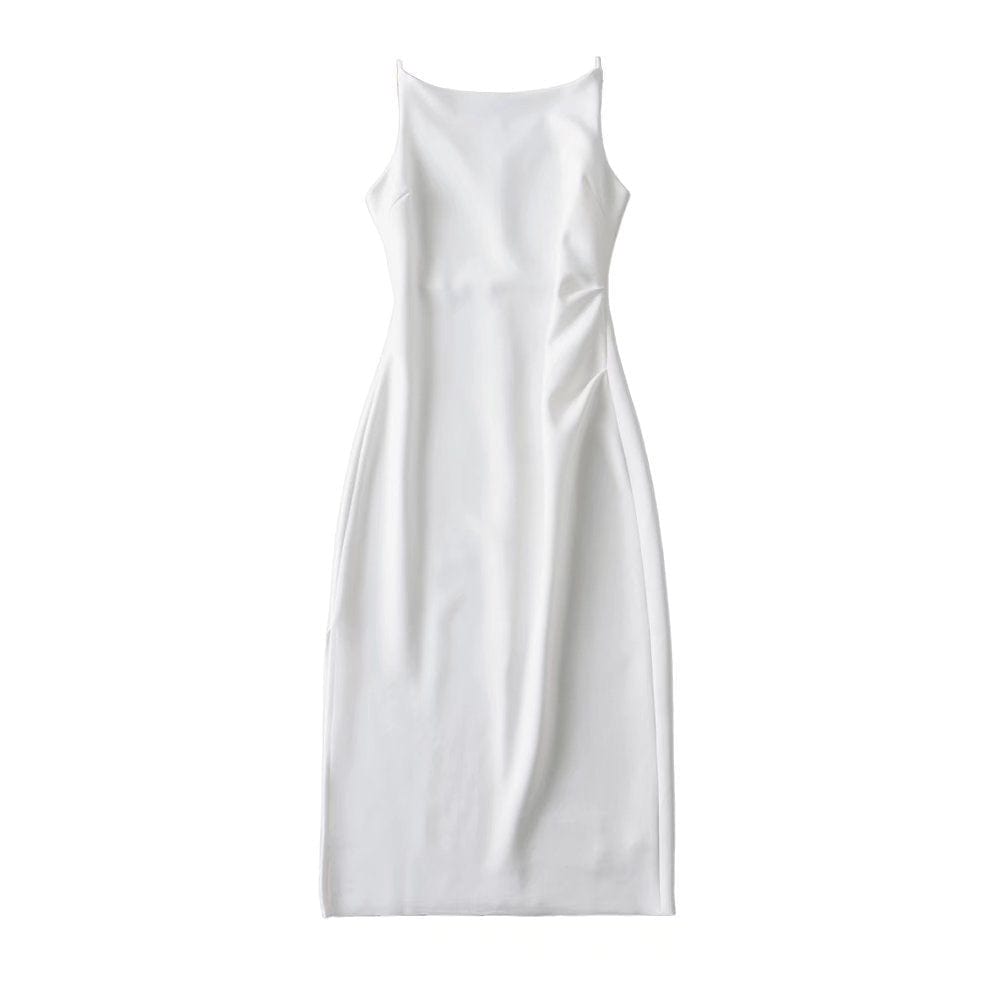 R40128S good quality women's fashion solid color one-shoulder high split slim dress for party