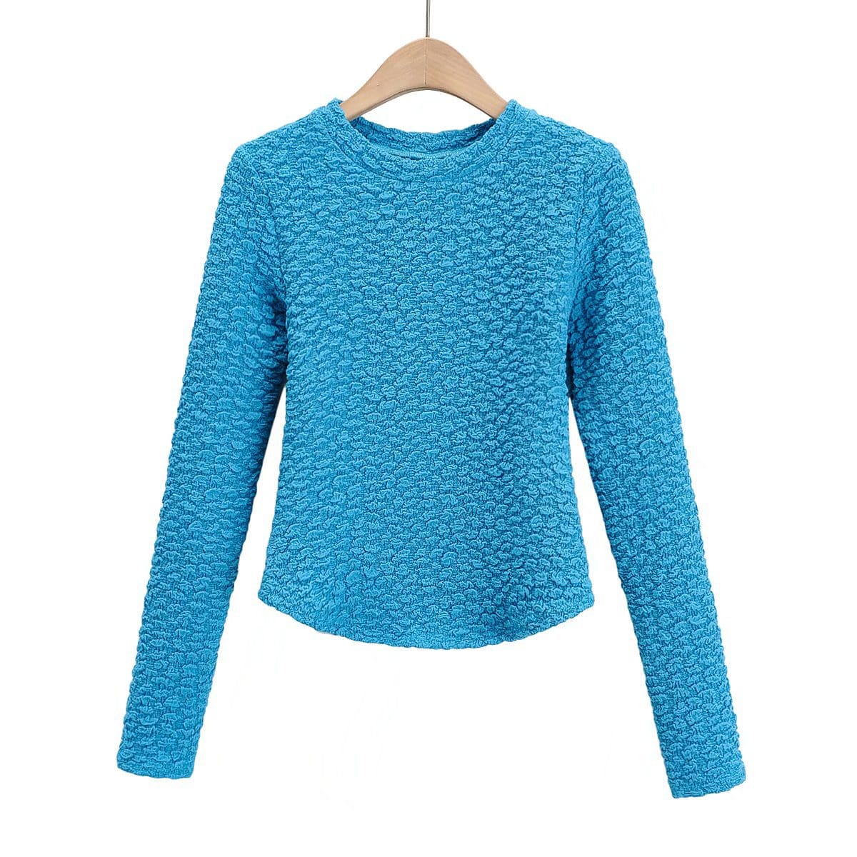 R41529S women's fashion solid color thick bottoming shirt slim blouses