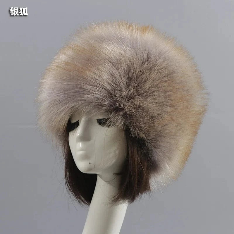 Raccoon Fur High Quality Style Faux Fur Warm Hats With Tail Hat Women Winter Fur Hat