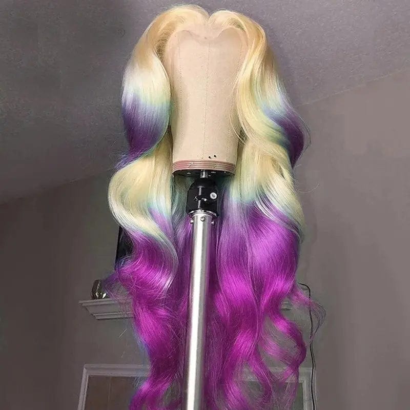 Rainbow Color Ombre Wig Transparent HD