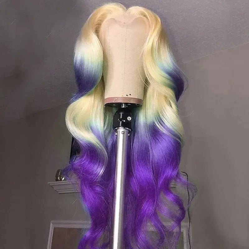 Rainbow Color Ombre Wig Transparent HD