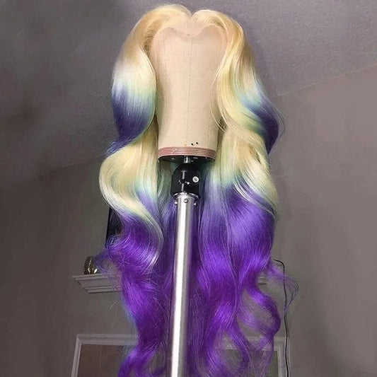 Rainbow Color Ombre Wig Transparent HD