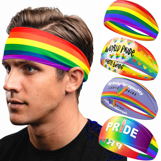 Rainbow Headband Yoga Hair Ornament Outdoor Pride Absorb Sweat Elastic Fitness Headband Sports Hair Band
