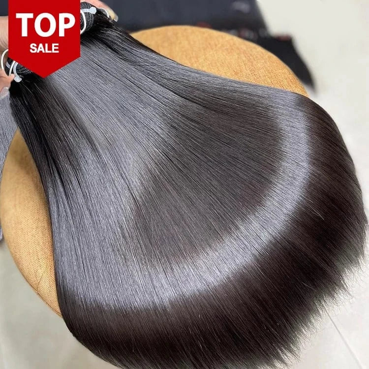 Raw Indian Temple Hair Bundle Vendor 100% Unprocessed Human Hair Weft Wholesale Virgin Human Hair Extensions