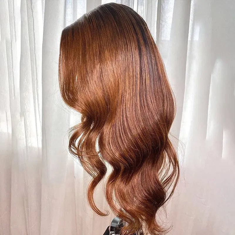 Raw Virgin Hair Brown Ombre Color Ocean Wave Wig Cuticle Aligned Brazilian Pre Plucked Lace Front Wigs