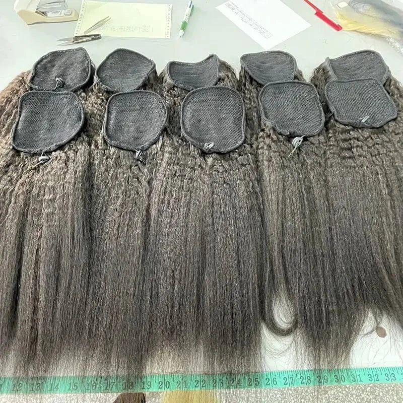 Raw Virgin Human Hair Kinky straight kinky Curly long clip in Drawstring Ponytail hair extensions human hair ponytail
