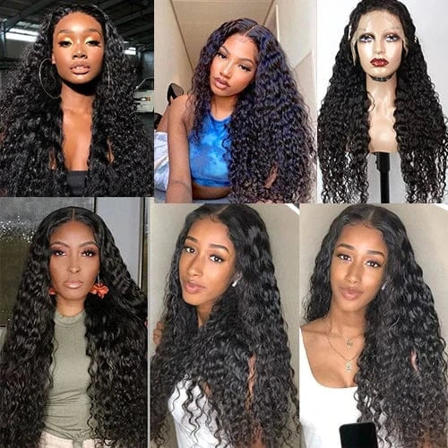 Ready to Ship 11A Grade Virgin Human Hair 180% Density Hd Transparent lace Frontal water wave wig human hair