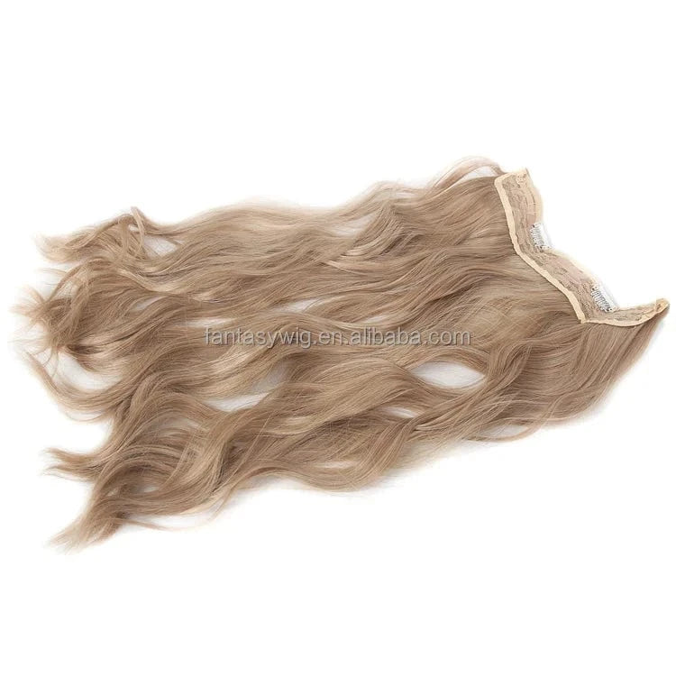 Ready To Ship Heat Resistant Synthetic Clip In Hair Water Wave Blonde 613 Invisible Wire Hair Extensions With Transparent H