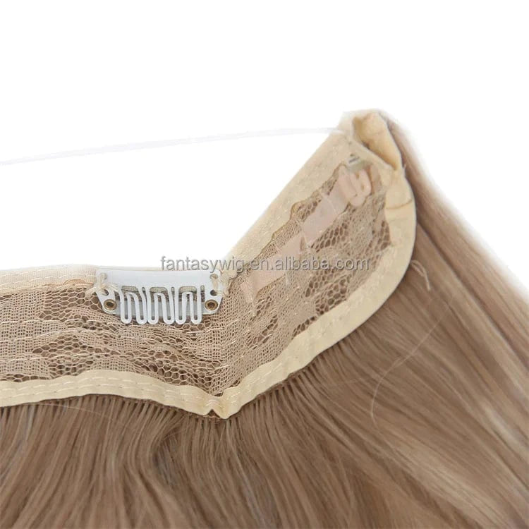 Ready To Ship Heat Resistant Synthetic Clip In Hair Water Wave Blonde 613 Invisible Wire Hair Extensions With Transparent H