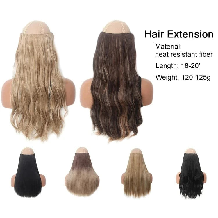 Ready To Ship Heat Resistant Synthetic Clip In Hair Water Wave Blonde 613 Invisible Wire Hair Extensions With Transparent H