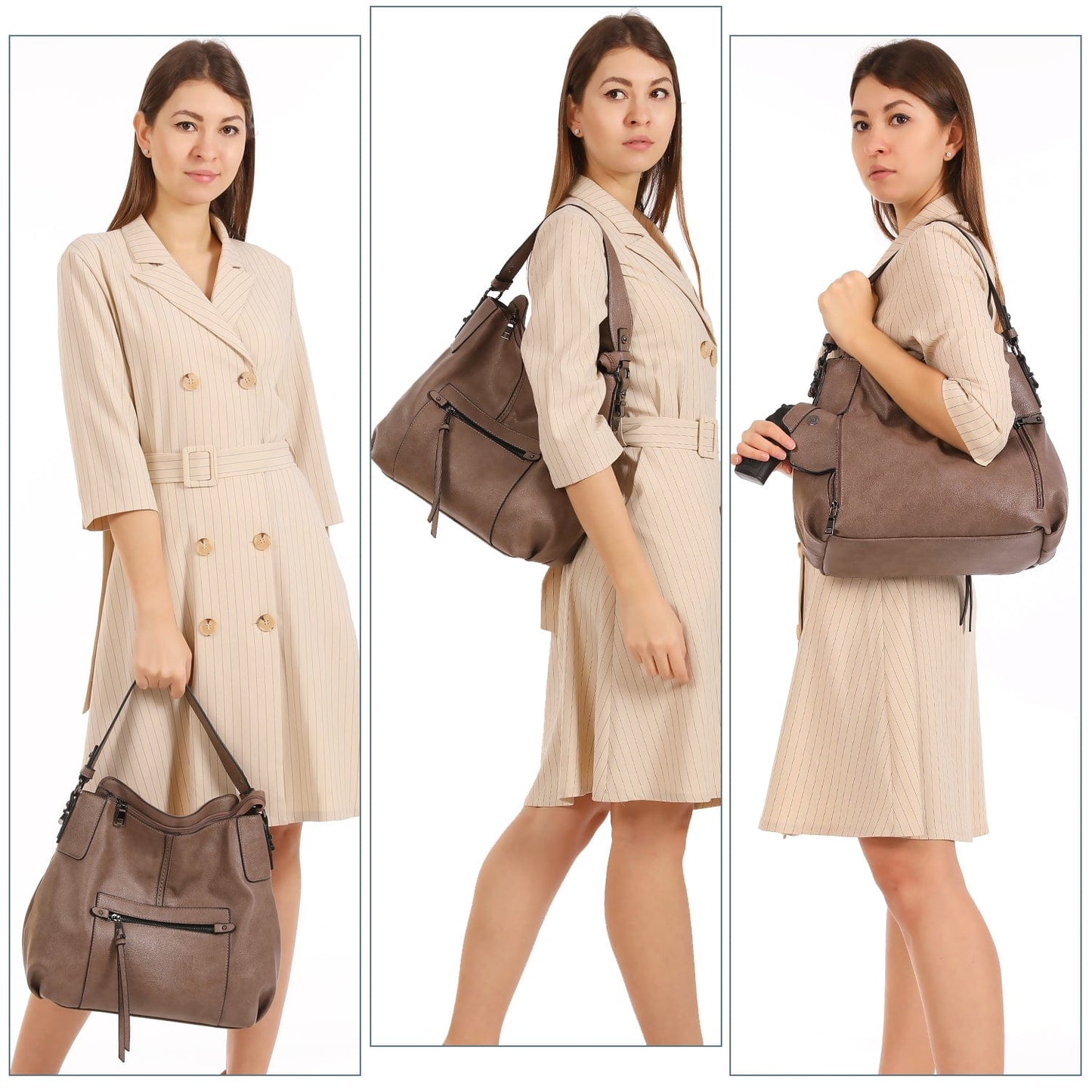 Realer 2022 designer women office hobo handbags PU leather casual tote concealed carry purses and handbags with gun holster