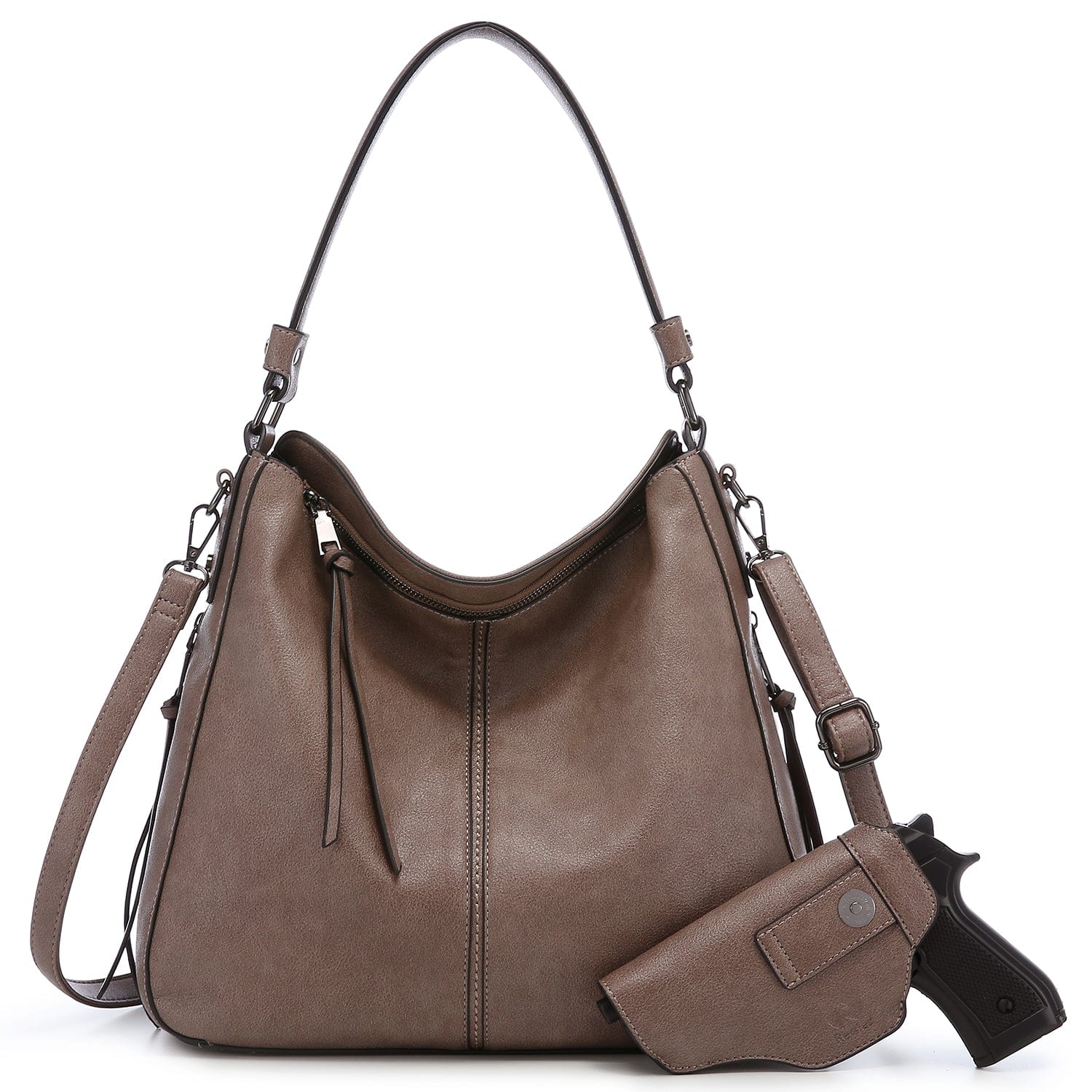 Realer 2022 designer women office hobo handbags PU leather casual tote concealed carry purses and handbags with gun holster