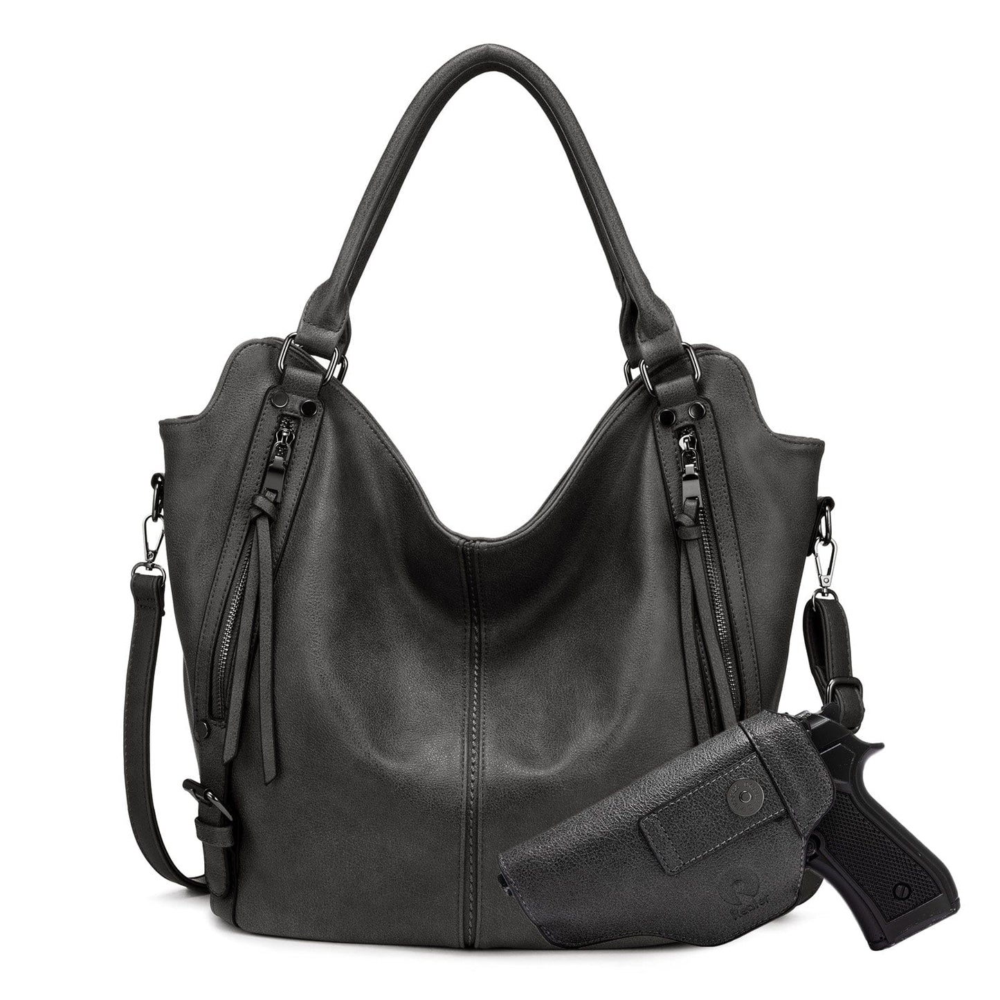 Realer 2022 designer women office hobo handbags PU leather casual tote concealed carry purses and handbags with gun holster