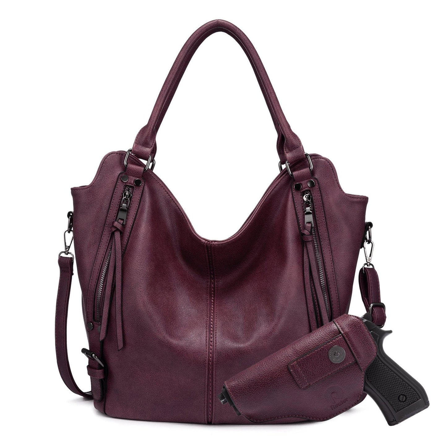 Realer 2022 designer women office hobo handbags PU leather casual tote concealed carry purses and handbags with gun holster