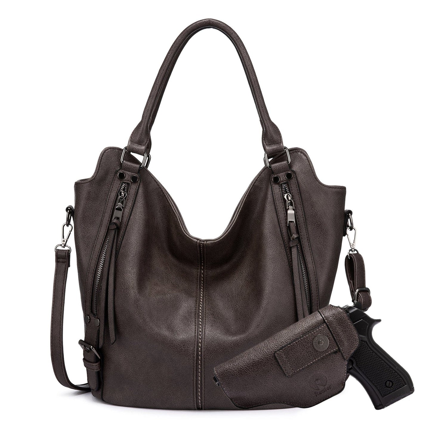 Realer 2022 designer women office hobo handbags PU leather casual tote concealed carry purses and handbags with gun holster
