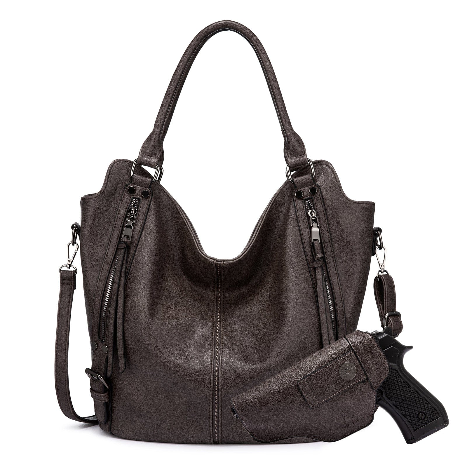 Realer 2022 designer women office hobo handbags PU leather casual tote concealed carry purses and handbags with gun holster