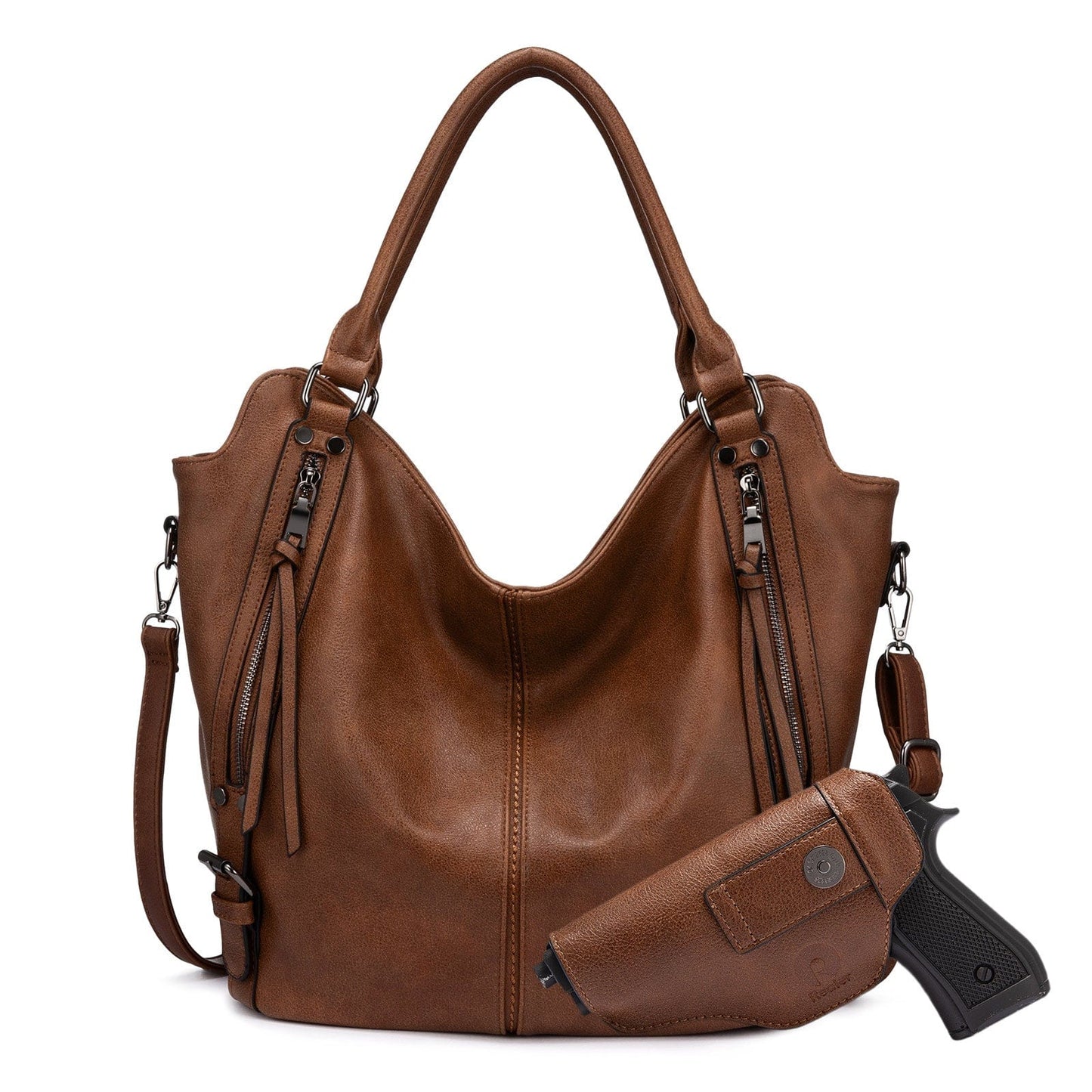 Realer 2022 designer women office hobo handbags PU leather casual tote concealed carry purses and handbags with gun holster