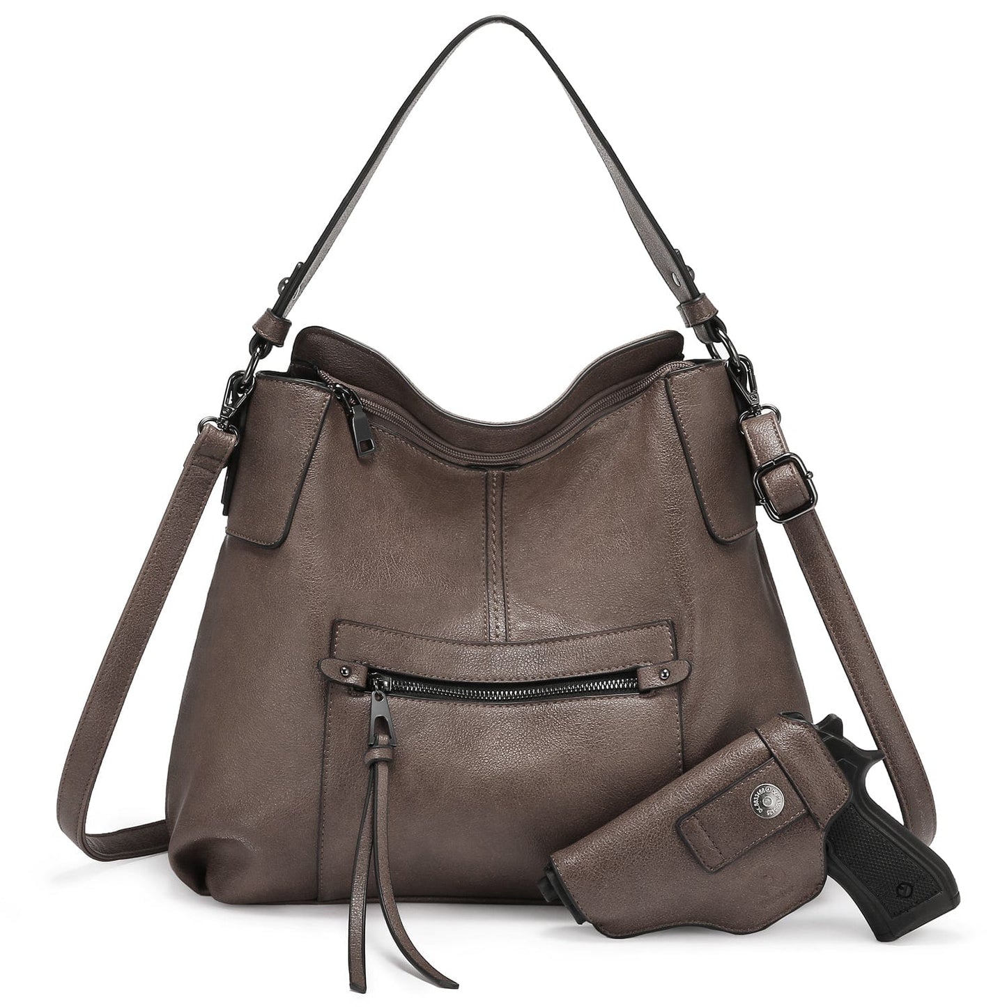 Realer 2022 designer women office hobo handbags PU leather casual tote concealed carry purses and handbags with gun holster
