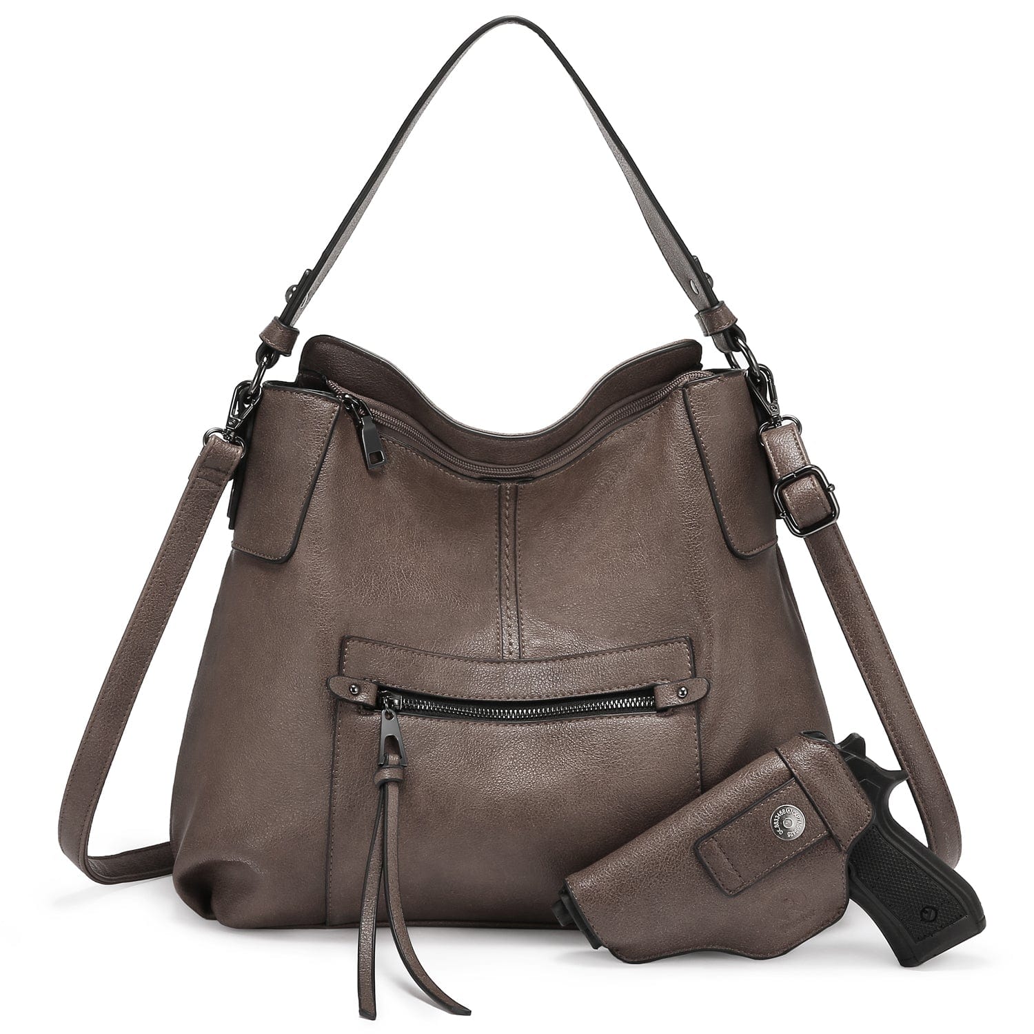 Realer 2022 designer women office hobo handbags PU leather casual tote concealed carry purses and handbags with gun holster