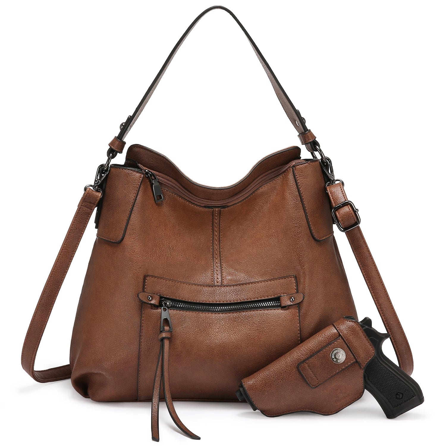 Realer 2022 designer women office hobo handbags PU leather casual tote concealed carry purses and handbags with gun holster