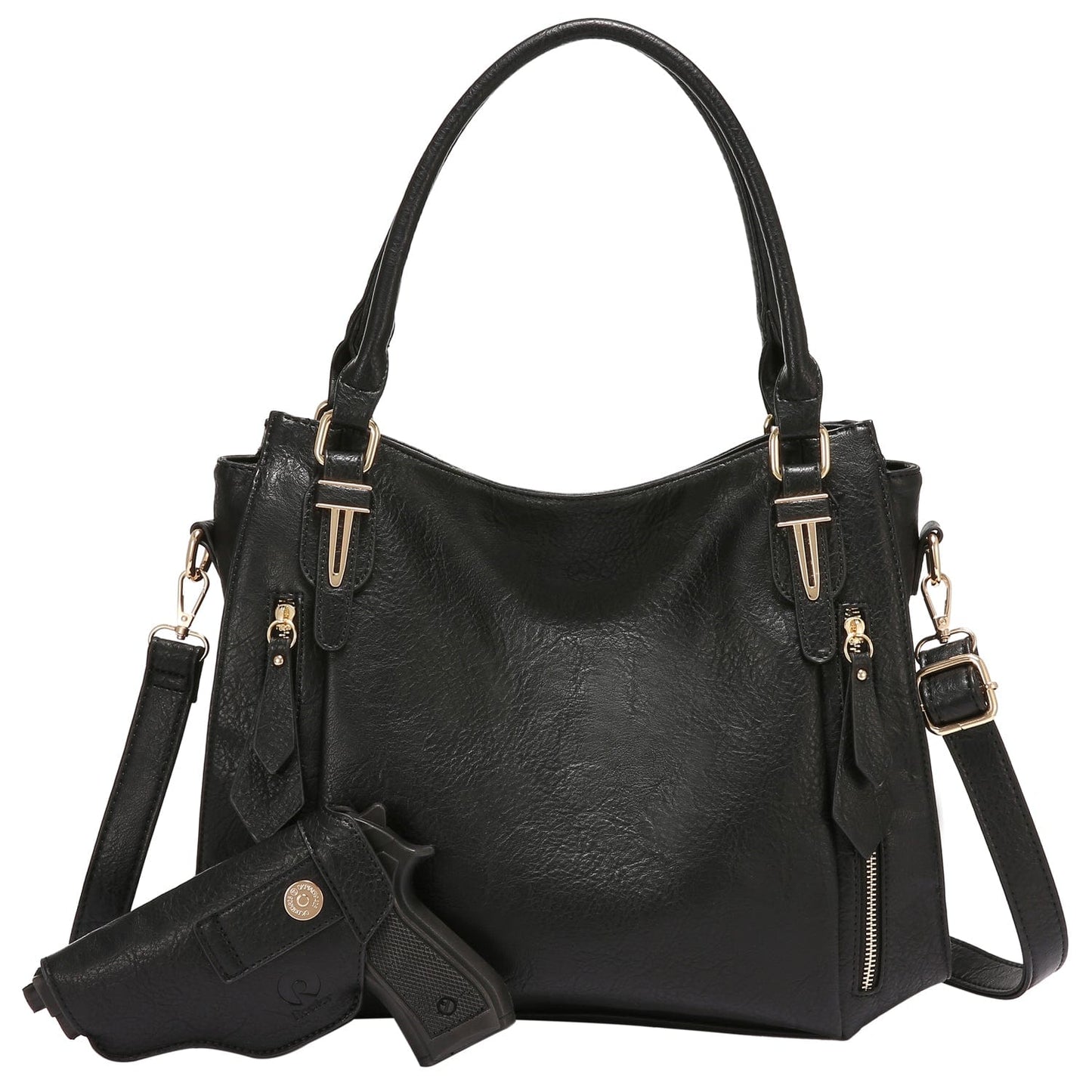 Realer 2022 designer women office hobo handbags PU leather casual tote concealed carry purses and handbags with gun holster