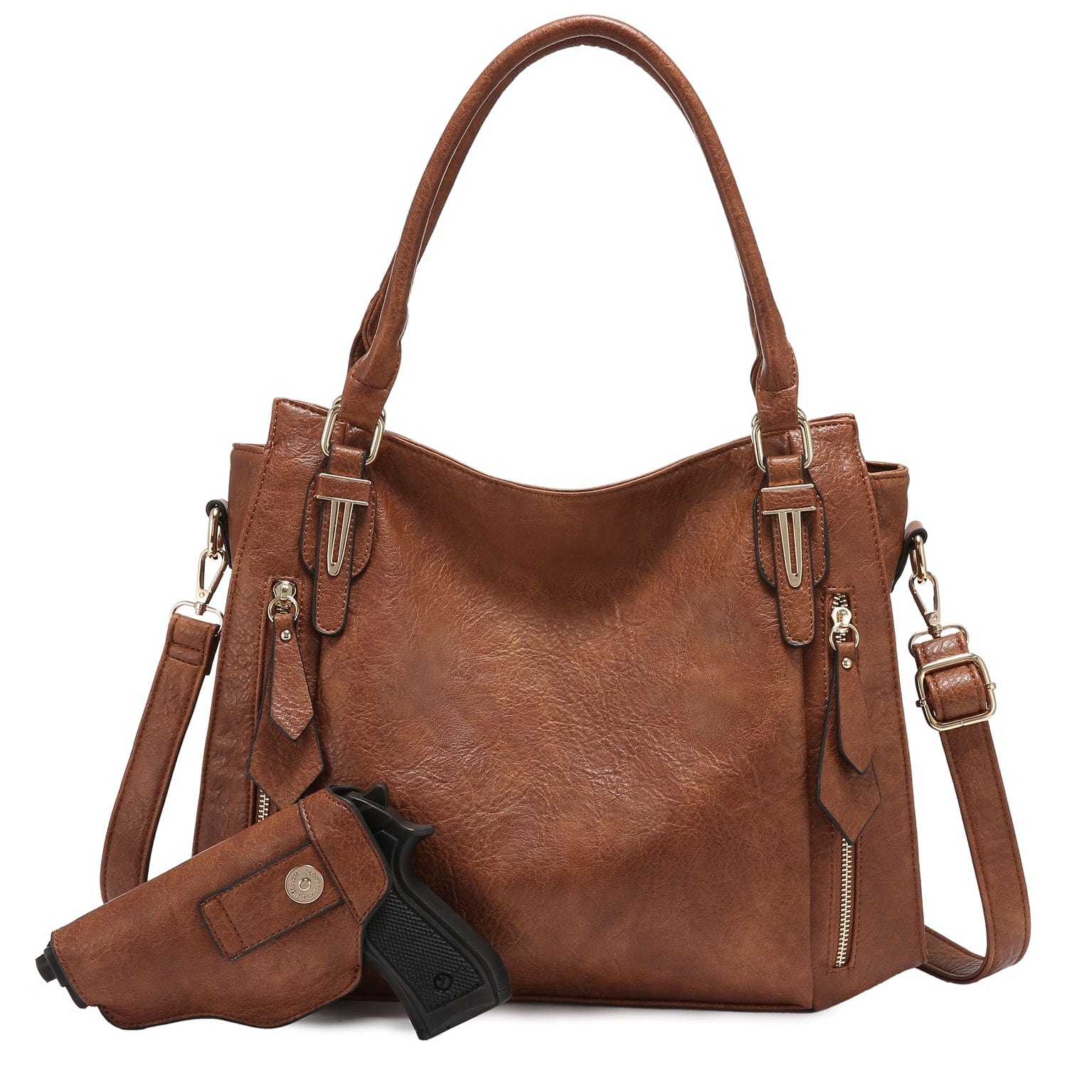 Realer 2022 designer women office hobo handbags PU leather casual tote concealed carry purses and handbags with gun holster