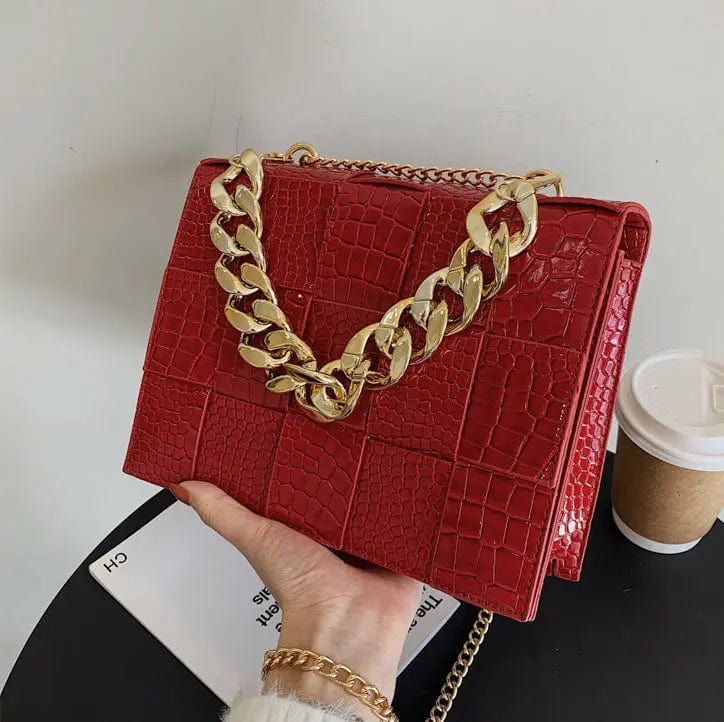 Red 2022 Crocodile Stylish Small Handbags Women Luxury Purses Pillow Shape Pillow Shape Mini Shoulder Bag