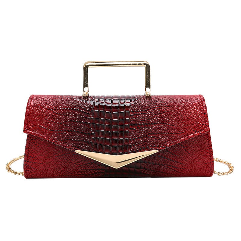 Red 2022 Designer Crocodile Handbag Pu Leather Ladies Hand Bags Chains Shoulder Clutch Purse for Women Luxury