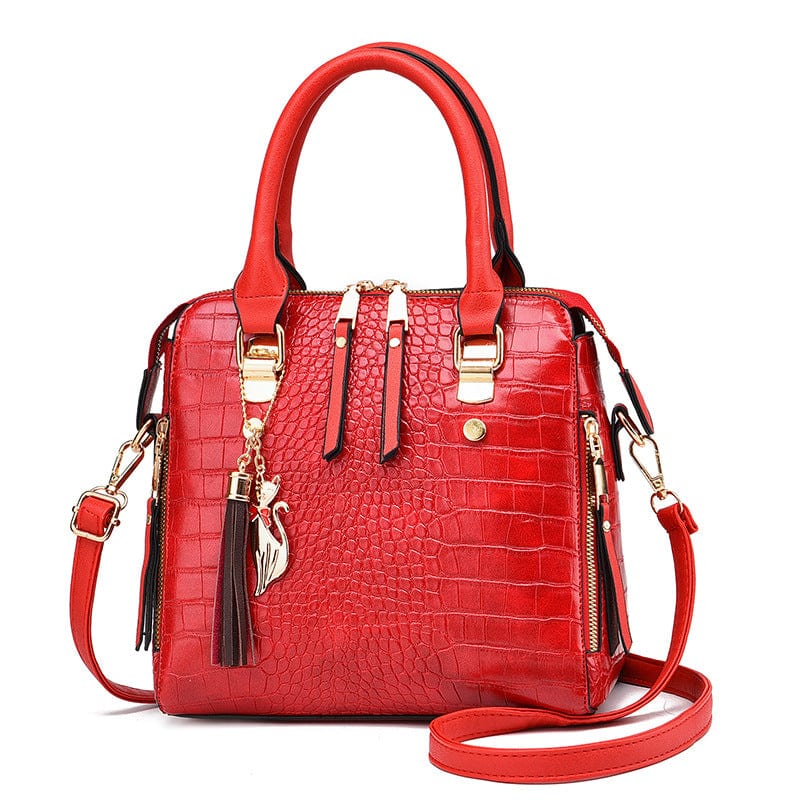 Red 2022 Female Tassel Designer Shoulder Messenger Bags Retro Ladies Hand Bags Tote Alligator Purses and Handbags Luxury Women