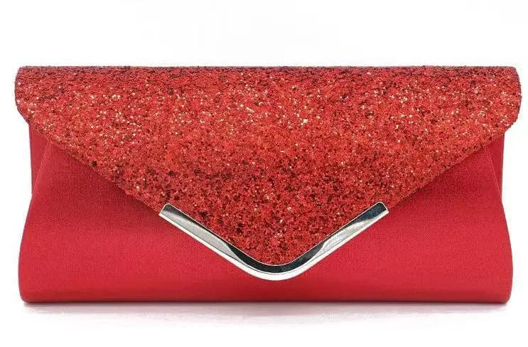 Red 2022 New Large Capacity Fashionable Flash Material Pu Ladies Shoulder Bag Handmade All Match Clutch Evening Party Bag For Woman