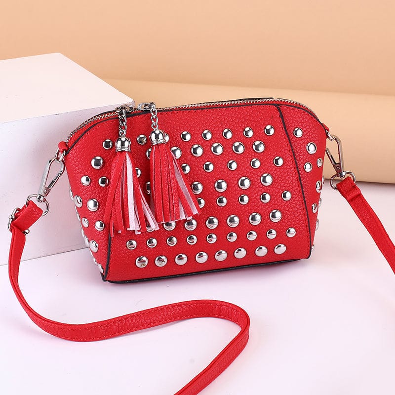 Red 2022 new trend rivet fringed small  fashion woman bags cross body bag shoulder bag wholesale 13090