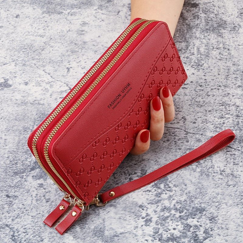 Red 2022 Wholesale Leather Money Clip Purse Designer Long Wallets for Women Fashionable Card Holder Wallet