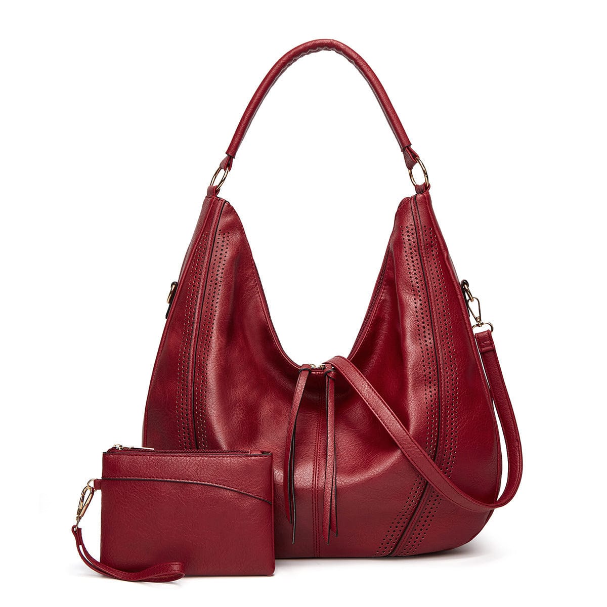 Red 2pcs Fashion Women Ladies Purses And Handbags Label Leather Tote leather Bag