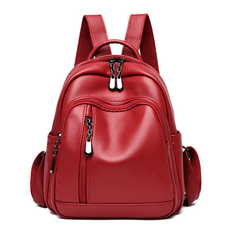 Red Backpack Women 2022 New Versatile Fashion Versatile Casual Soft Leather Mini Small Backpack Travel Bag