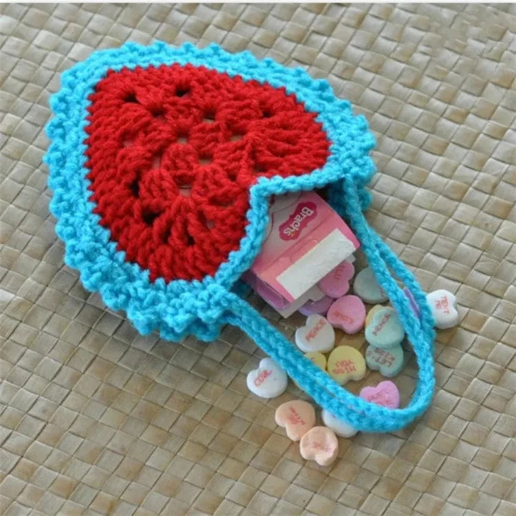 Red blue Hand Bag Luxury Women 2024 Hand-woven Heart Shaped Messenger Bags Small Purses Clutch Evening Bag