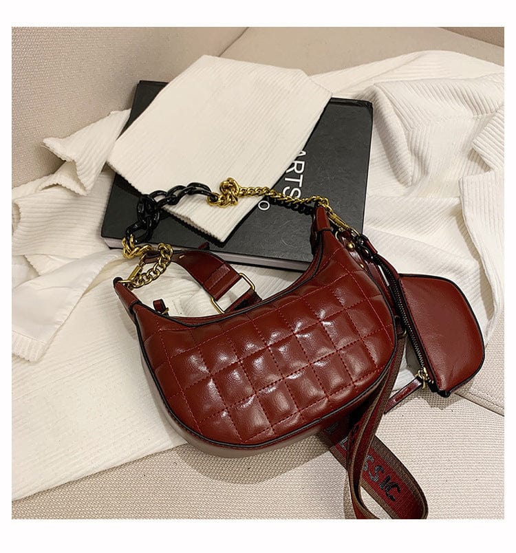 Red Chain Underarm Bag Women's  Autumn And Winter New Trendy Texture All-Match Messenger Bag Style Single Shoulder Crescent Bag