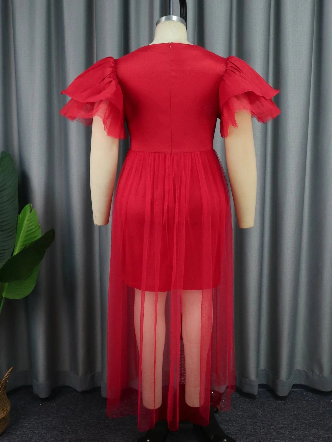 Red Christmas Party Latest AOMEI Wedding Women Plus Size Tulle Dresses