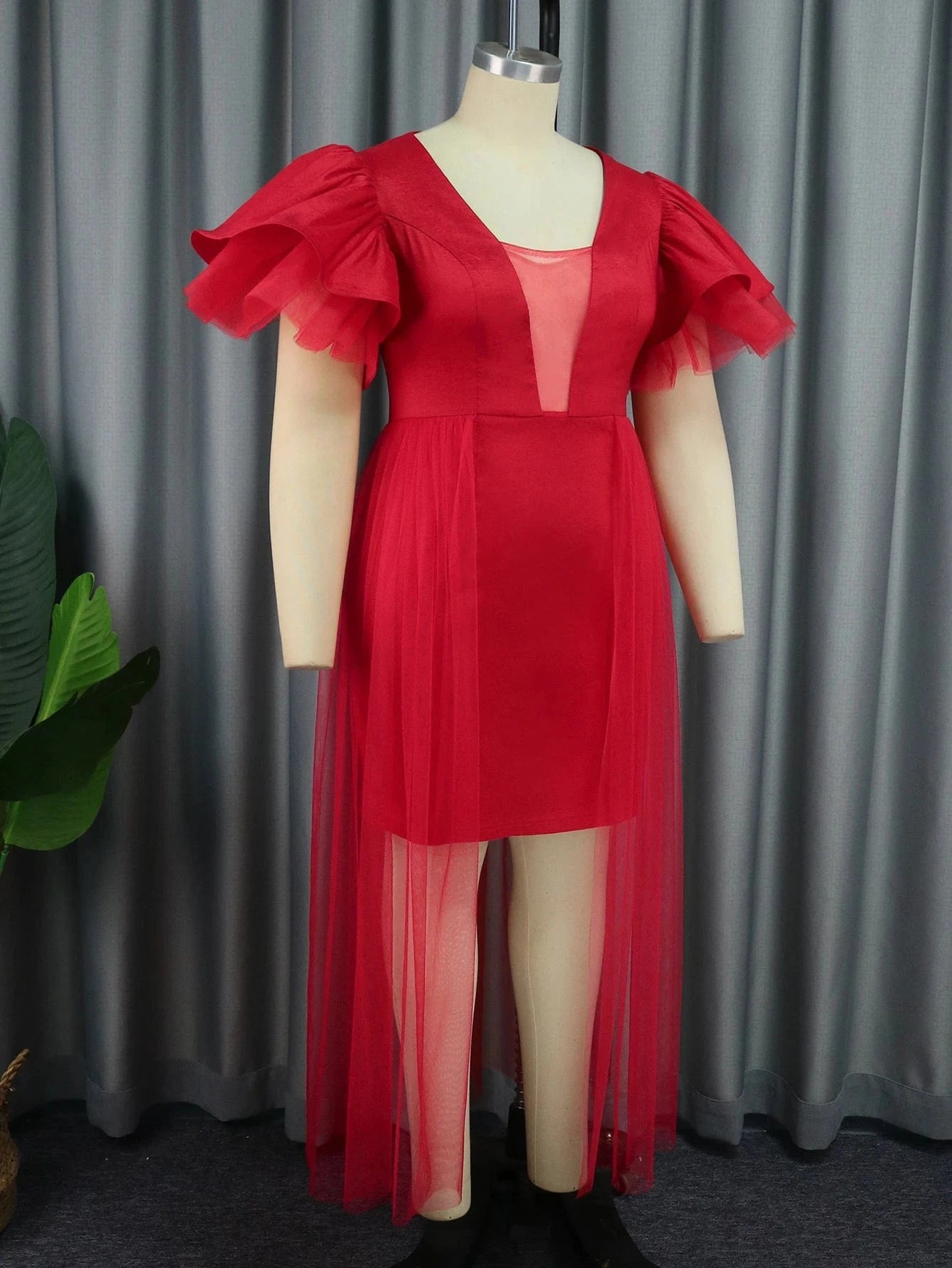 Red Christmas Party Latest AOMEI Wedding Women Plus Size Tulle Dresses
