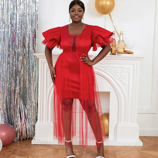 Red Christmas Party Latest AOMEI Wedding Women Plus Size Tulle Dresses