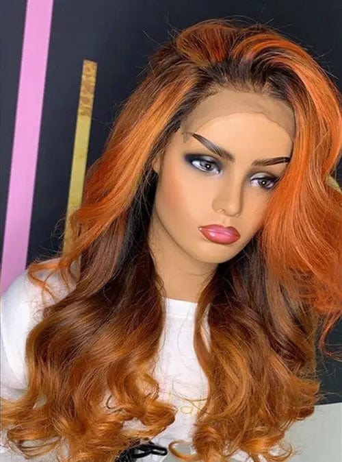 Red Color Loose Wave Brazilian Human Hair 13*4