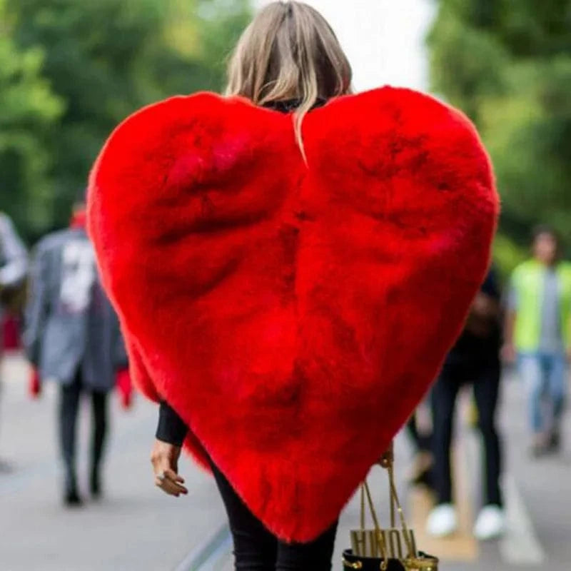 Red Heart fur Lady Little Wild Cat High end Korean version Slim Thickened Fur One Piece Coat Female Faux Fur Plush Winter Girl
