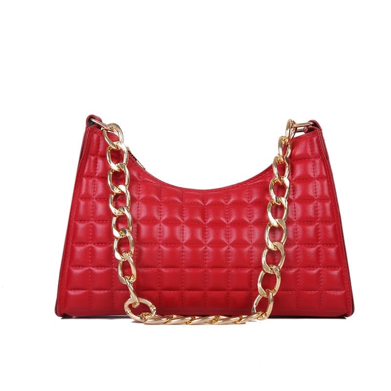 Red Hot Selling Fashion Dumplings Underarm Chain Lattice Design Pu Leather Bags Hand Bags and Purse Women
