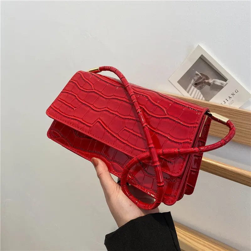 Red M420 Fashion Luxury Handbags Designer Shoulder Bags For Women New Stone Pattern Underarm Flap Ladies Hand Bags