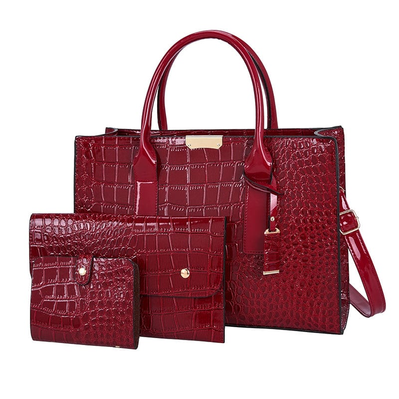 Red New Lady Set Bags Outdoor PU Leather Waterproof Elegant Large Capacity Women's Shoulder Bag Messenger Bags